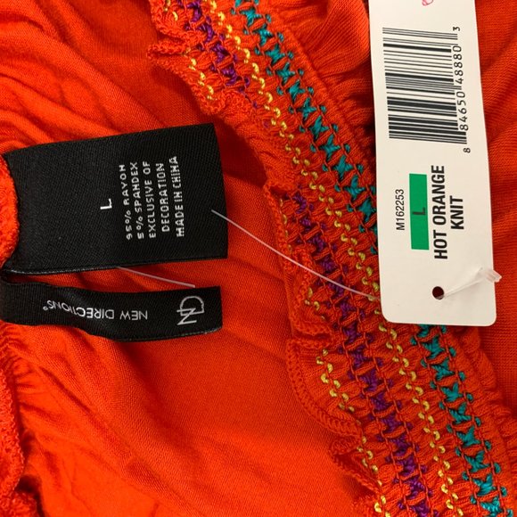 New Directions NWT Large Orange Blouse Embroidery - Picture 6 of 6